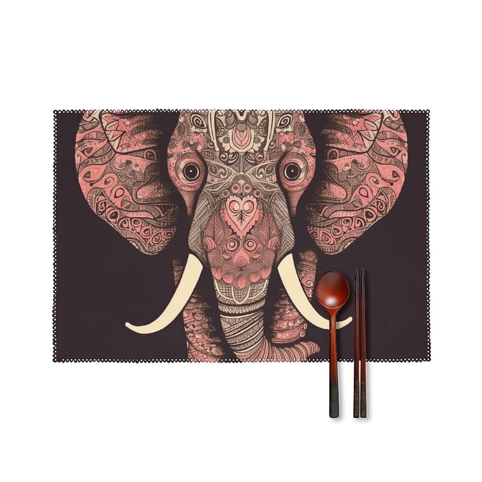 Sets de table éléphant en toile pour repas de famille et décoration de table