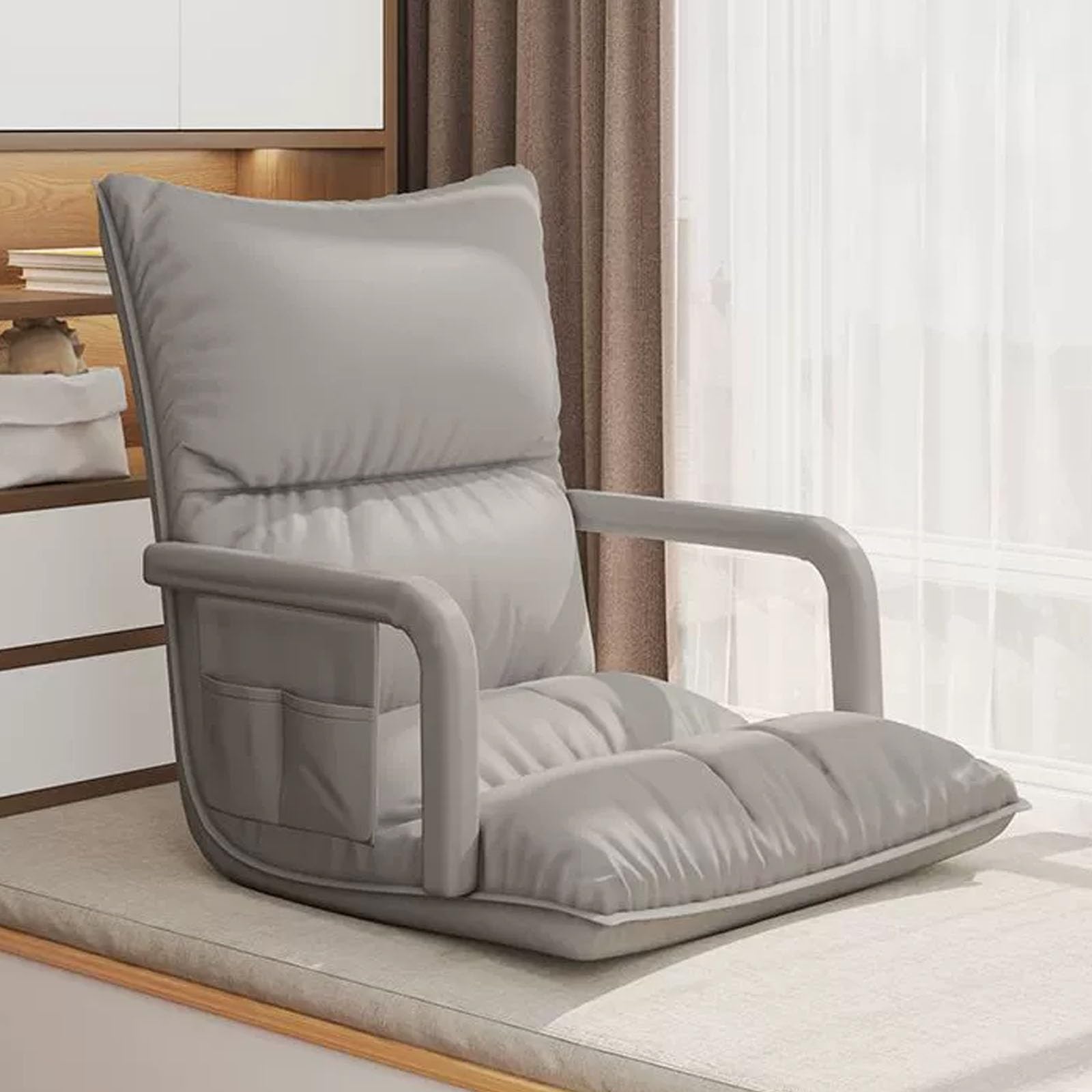 Chauffeuse 1 Place avec Dossier, Chaise de Sol Canapé de Sol Pliable et Réglable, pour Le Salon, la Chambre, la Lecture, Les Jeux Vidéo et la Méditation