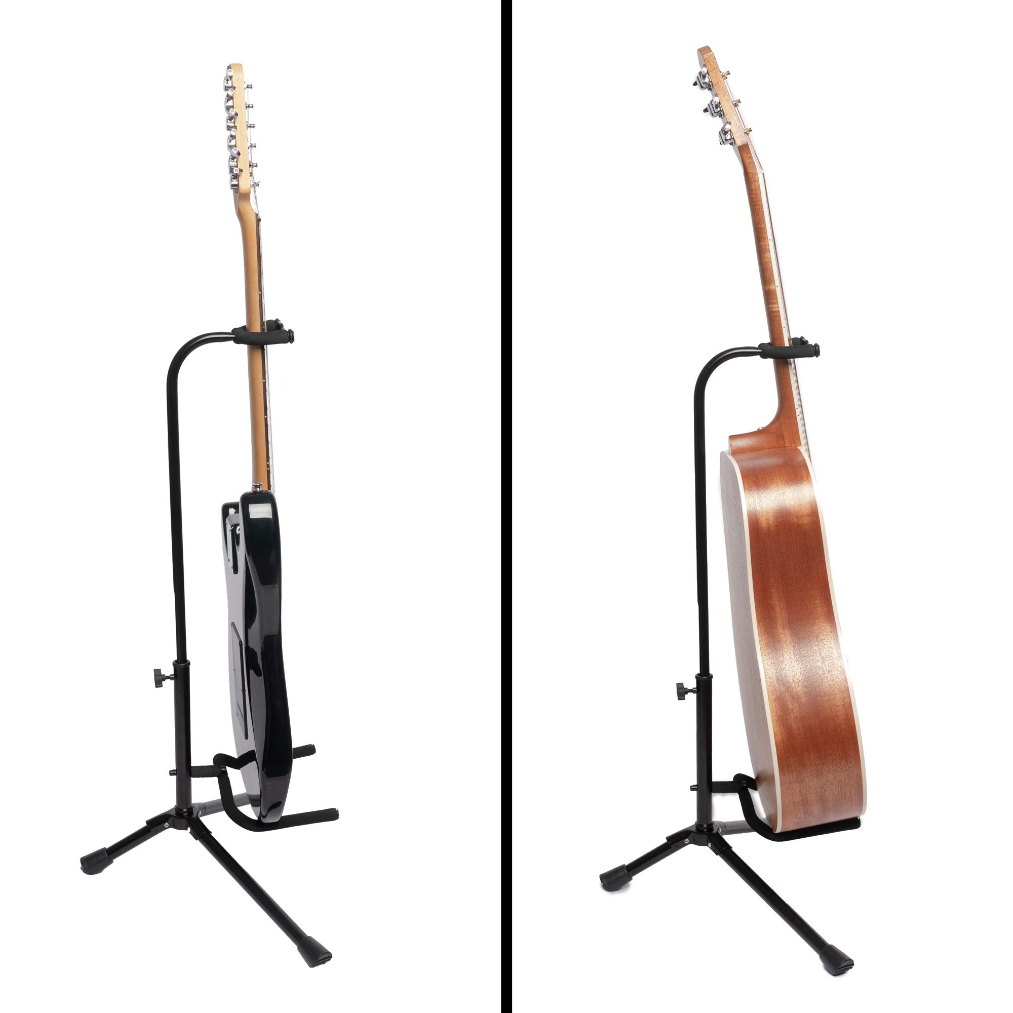 CASCHA Support de guitare avec trépied, adapté pour concert, western, basse et guitare électrique, réglable en hauteur, noir