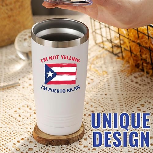 Miniatura 6 de Onebttl Divertidos regalos y recuerdos de la bandera de Puerto Rico, taza de viaje aislada de acero inoxidable de 20 onzas, perfecta para hombres y