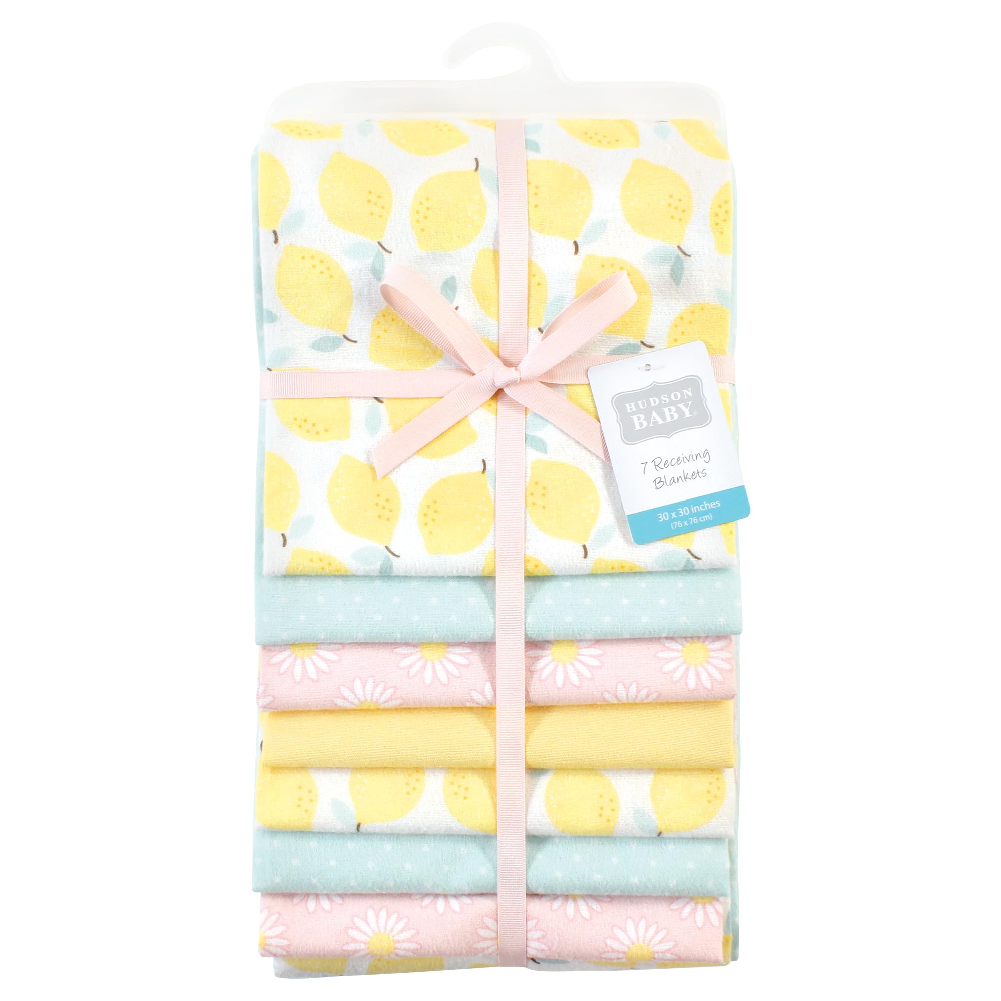 Little Treasure Hudson Baby - Paquete múltiple de mantas de franela de algodón y poliéster, diseño de margaritas amarillas, 30 x 30 pulgadas