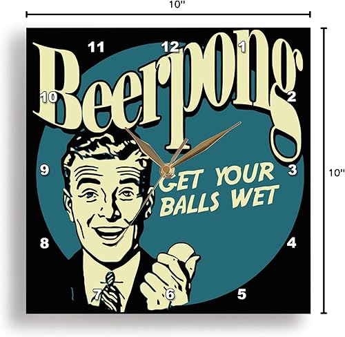 Miniatura 9 de 3dRose DPP_20579_1 Reloj de pared Retro Beer Pong, 10 x 10 pulgadas