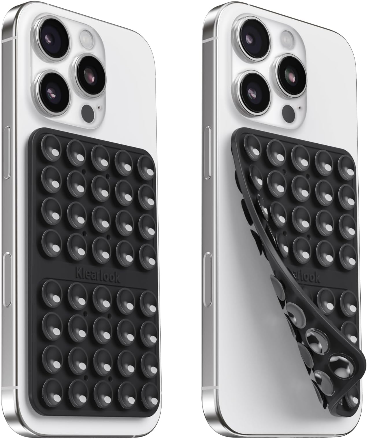 Klearlook Silicone Suction Phone Case, 2 Pack Double Sided Suction Phone Case with Higher Suction for Cell Phone, Hands-Free Calling, Selfie and Video Holder, Black