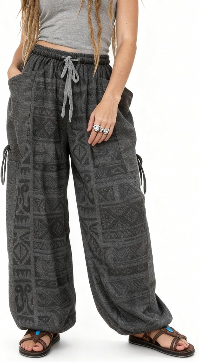 Siamrose Baggy Yoga Lounge Pants Harem Trousers Women Men with Adjustable Length 2 Big Pockets