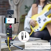 Vista 15 de Preamplificador de micrófono Lightning compatible con iPhone 11 X 8 7 6 Vlog, Saramonic 2 canales Lightning Mic XLR e interfaz de guitarra de 0.248