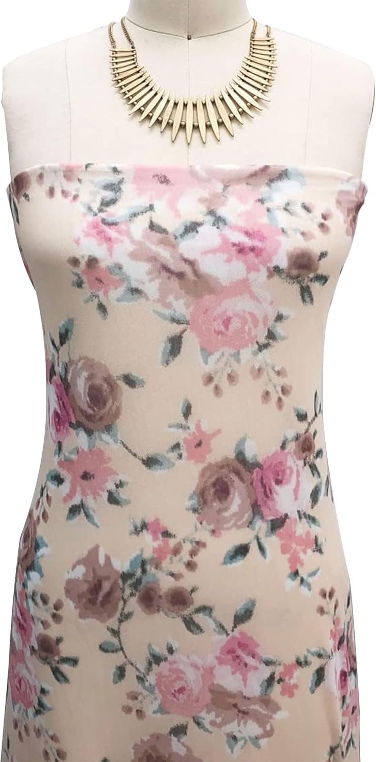 Stylish FABRIC 60" Wide Printed Poly Spandex Lace Power Mesh Fabric by The Yard-100 GSM, Lightweight, 4-Way Stretch, Breathable – Apparel, Headbands, Bridal & Accessories, Blush Coral 15 Yards