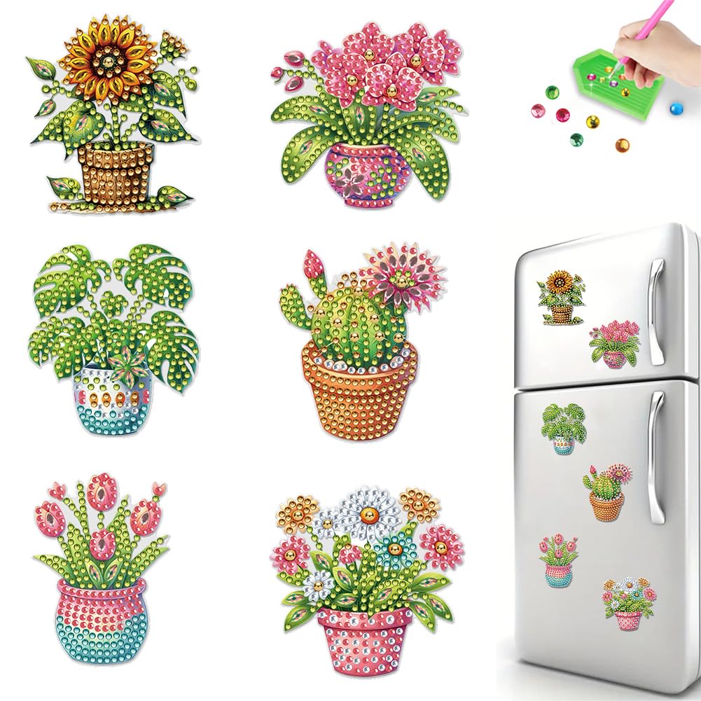 Fiorky B Cute Diamond Art Painting Refrigerator Magnets Kits For Fridge Stickers 6 Pcs Diamond Painting Magnet Diamond Painting Fridge Magnet Diy Fridge Stickers For Crafts Forty Gift