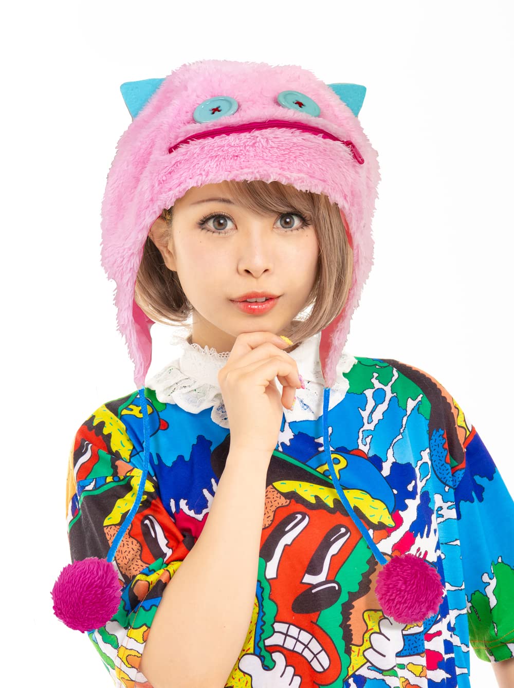 こむぎ　ホワホワさん帽子（ミント）（ピンク） Amazon.co.jp: ふわもこ帽子 ピンクモンスター 193 : おもちゃ
