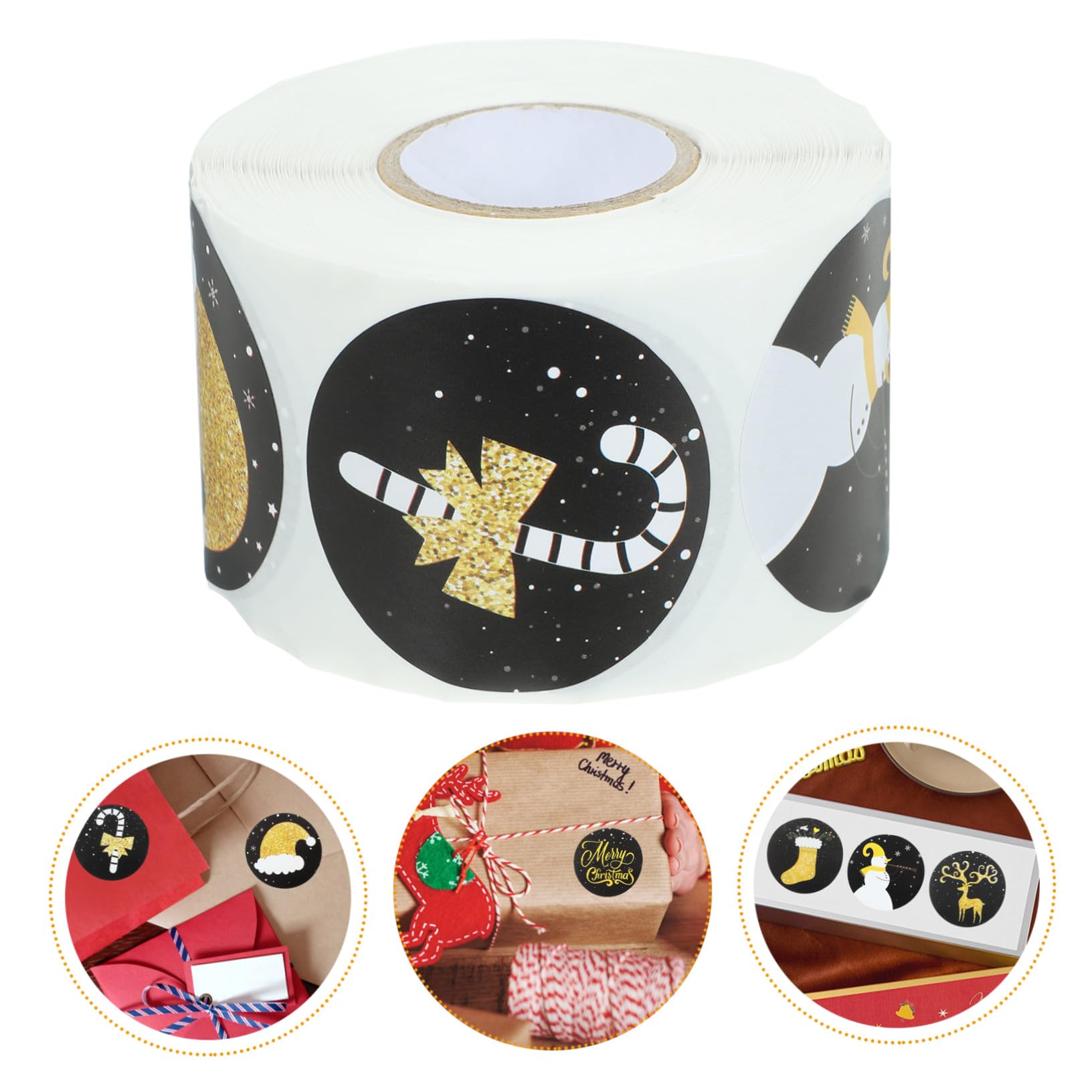 5 Adesivi Natalizi Rotondi Etichette Regalo Decorative per Scatole e Buste Adesivi Scrivibili per Auguri e Confezioni Festive