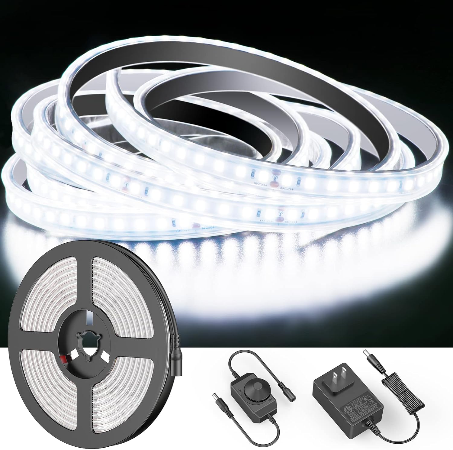 USTELLAR White LED Light Strips 16.4ft/5M Waterproof with