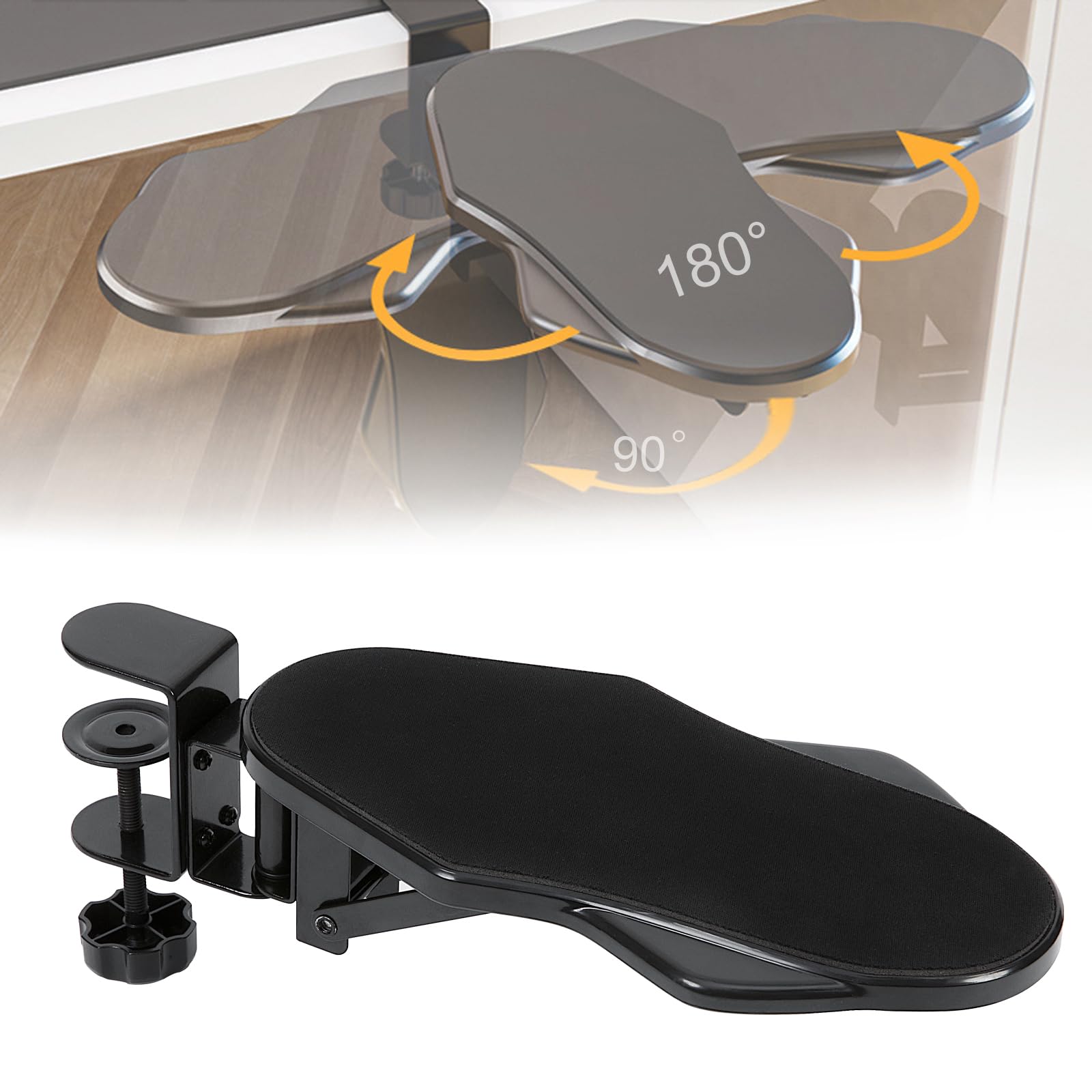 Computer Arm Rest Support Extender for Desk, Adjustable Rotating Arm Wrist Rest Pad Holder, Ergonomic Elbow Rest Holder, Folding, Rotating,Computer Desk Extender Tray for Home and Office