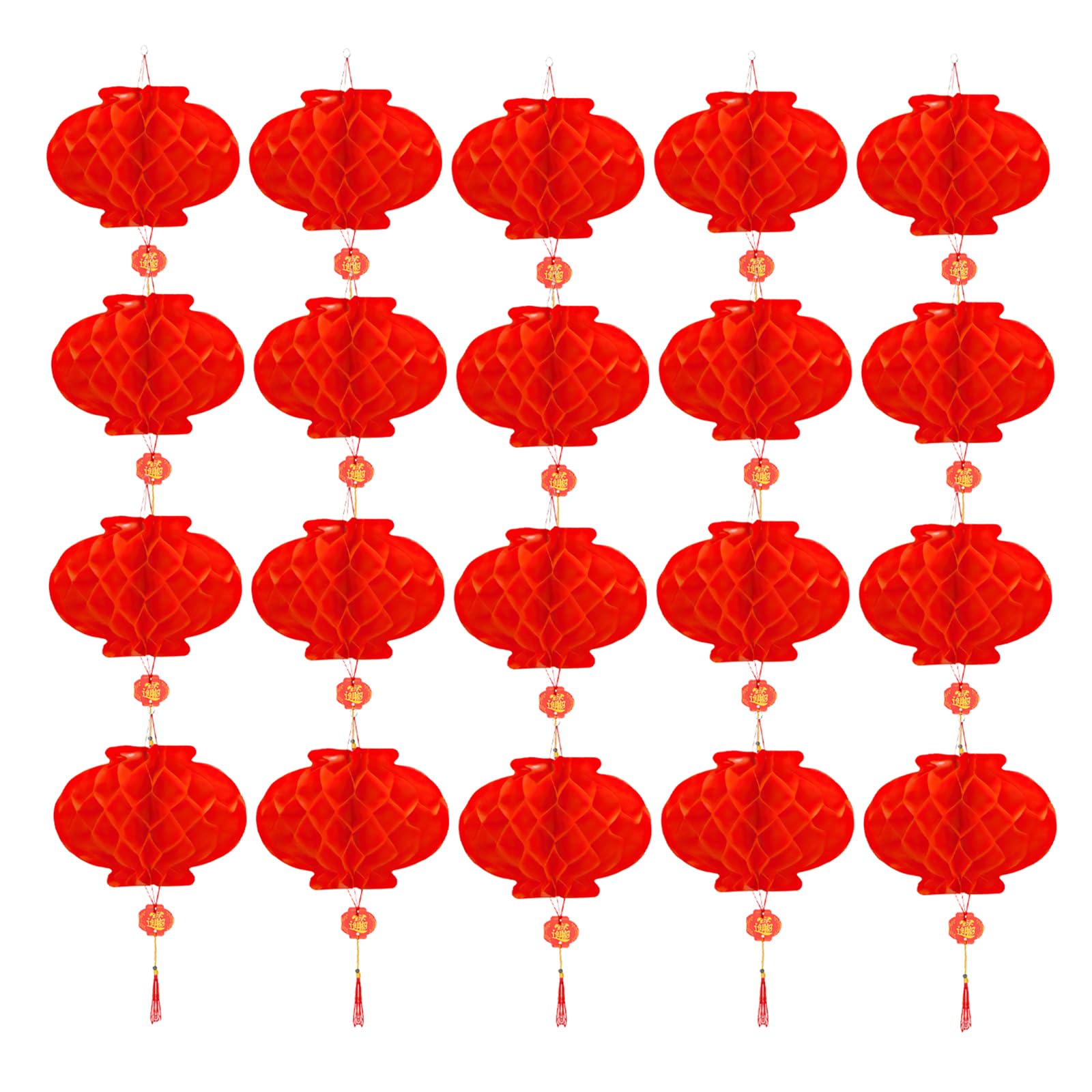 Xinjihongqiong Red 20 Pcs Chinese Lanterns, Chinese New Year Decorations, Foldable Paper Lanterns Are Suitable For Outdoor And Indoor Decorations During The Spring Festival (20Cm)
