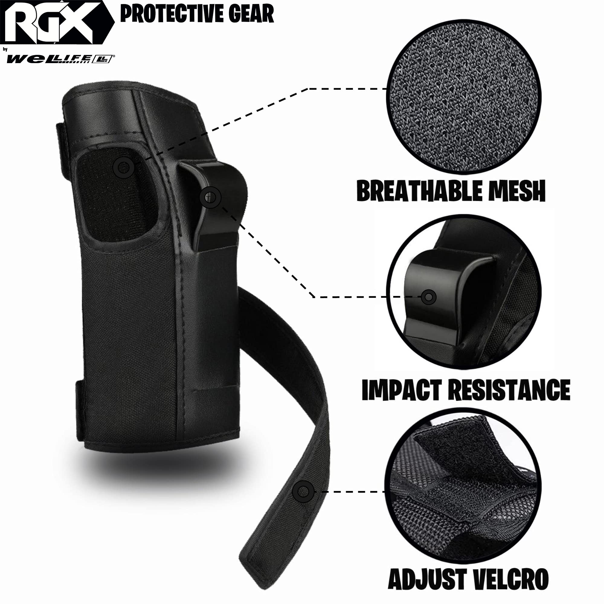 WeLLIFE Casco Regolabile per Bambino e Ragazzo Compreso Set Protezione, Casco e Kit di Protezioni Completo di Ginocchiere Gomitiere Parapolsi per Skateboard, Pattini in Linea, Bici, Monopattino