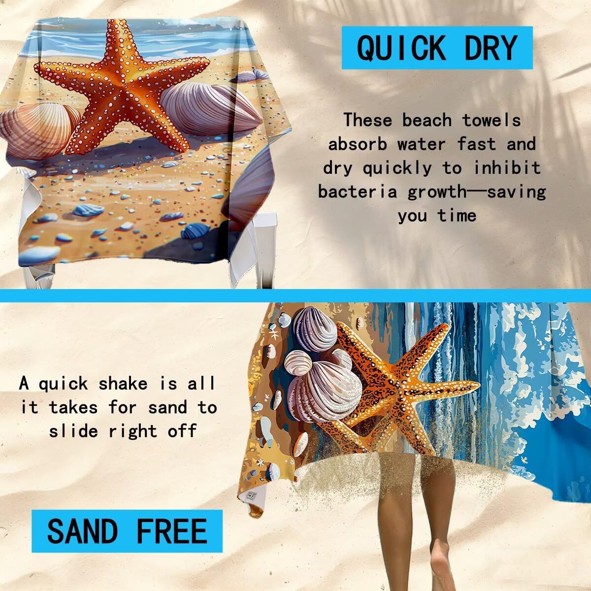 Strandtuch Mikrofaser Handtücher Groß 90x200cm 2er Set, Schnelltrocknend Saunahandtuch Fitness Handtuch Meer, Saugfähig Badetuch Sporthandtuch, Sandfrei Strandtuch XXL für Geschenke für Frauen -4468