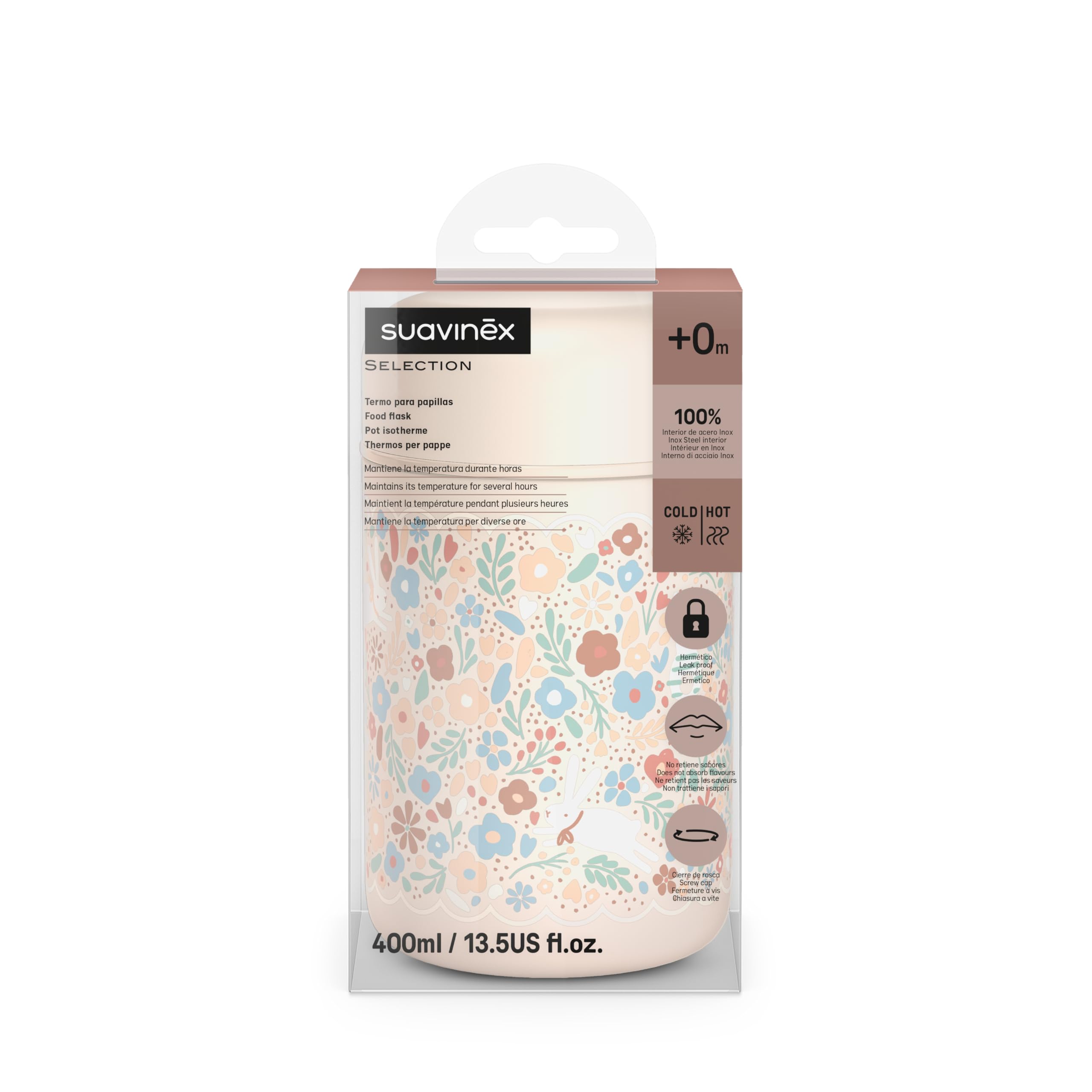 Suavinex Thermos bambini 400 ml acciaio inossidabile chiusura ermetica anti-perdita