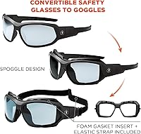 Vista 4 de Ergodyne Skullerz Loki - Juego de gafas de seguridad antiempañantes convertibles, mate