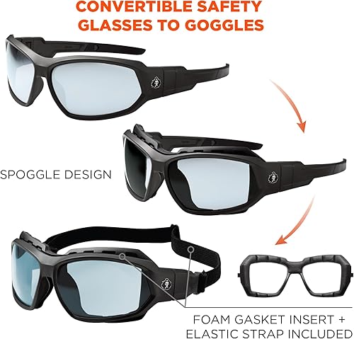 Miniatura 4 de Ergodyne Skullerz Loki - Juego de gafas de seguridad antiempañantes convertibles, mate