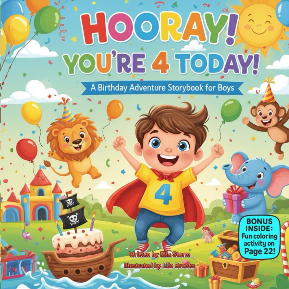 Hooray! You’re 4 Today!: A Birthday Adventure Storybook for Boys