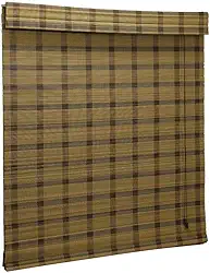 Persiana Bambu Romana Aruba 140 (L) X 160 (A) cm Cortina Madeira Com Bandô 1,40 x 1,60 Bege Acacia