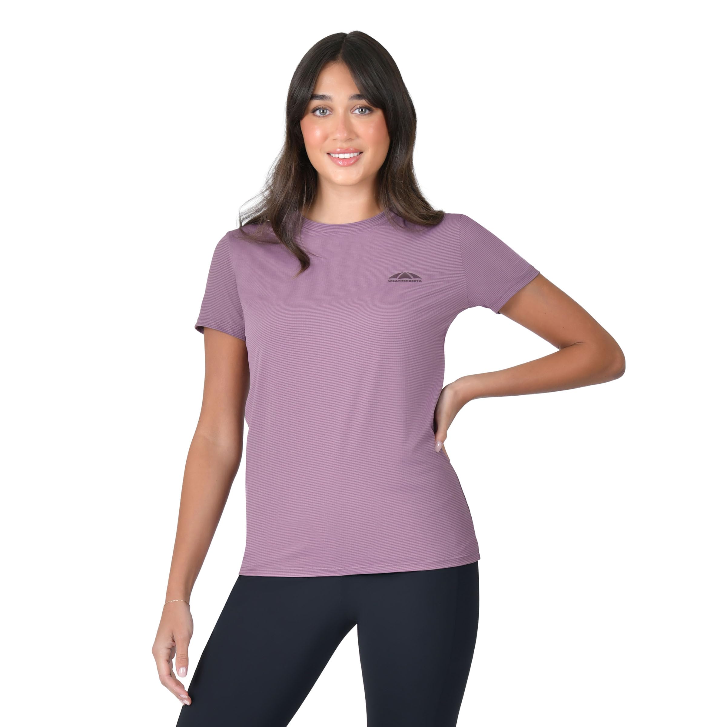 WeatherBeeta Relaxed UV Short Sleeve Tee, Mauve Wine, Ladies Extra Small/8