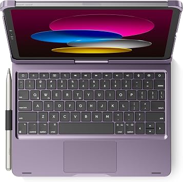 edaiser Swivel Keyboard Case for iPad 11th A16 & 10th Generation, Purple | 360 Degree Rotatable Protective Cover | Pencil Holder | Multi-Touch Trackpad | RGB Backlit | Flexible Adjustable View Angle