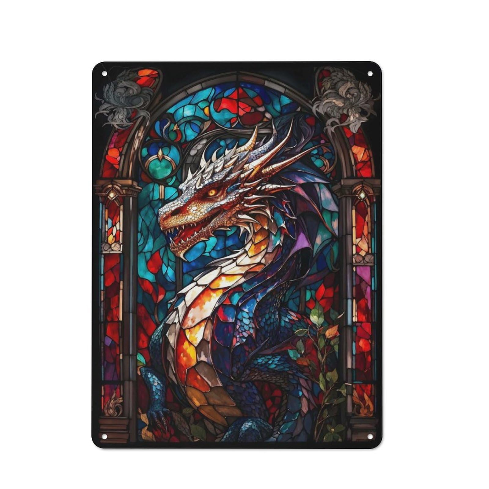 Junmoney Dragon Abastract Metal Sign 40X30cm With For Home Bar Wall, Vintage Decor, Wall Decoration For Home Bars And Entertaining Spaces
