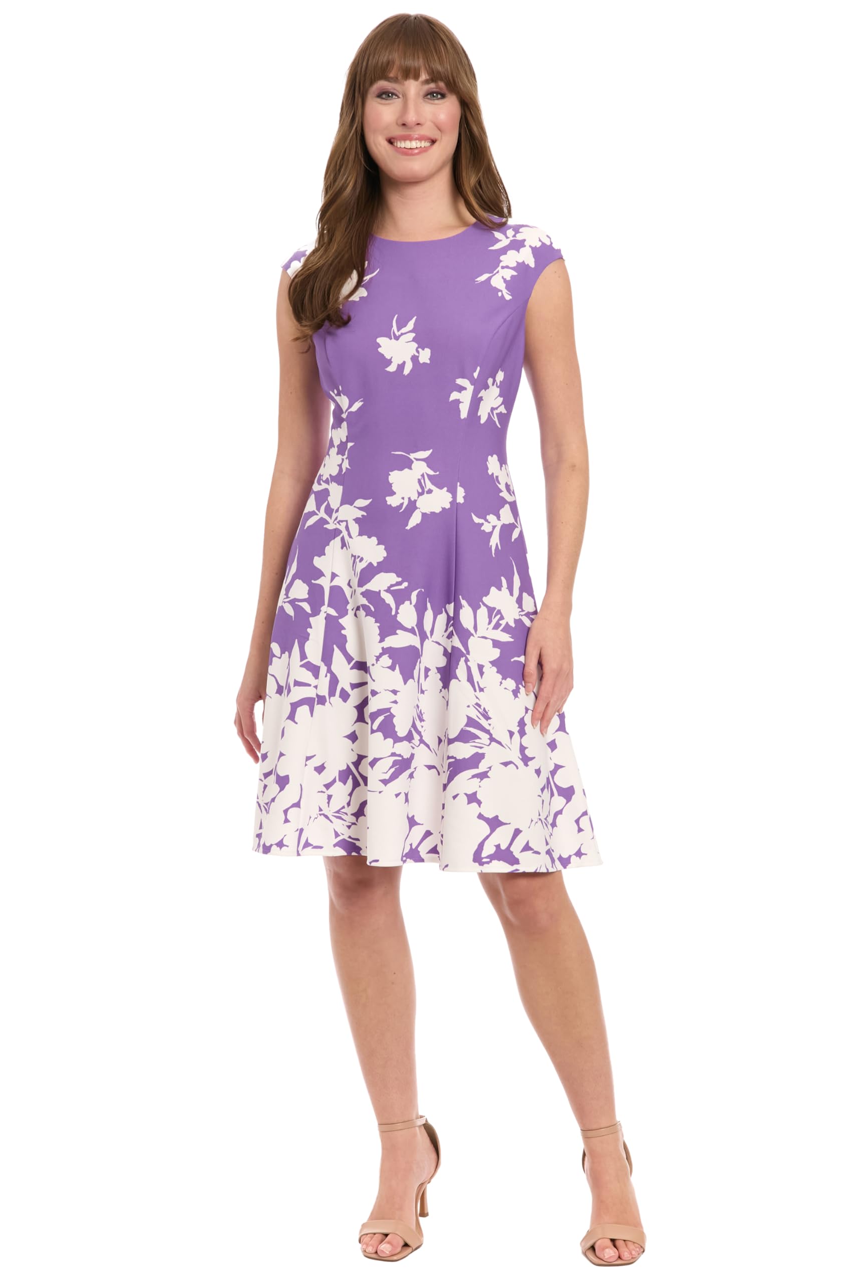 London Times Womens Perfect Versatile Scuba Crepe Fit Flare Dress Event Guest of Occasion Office Career