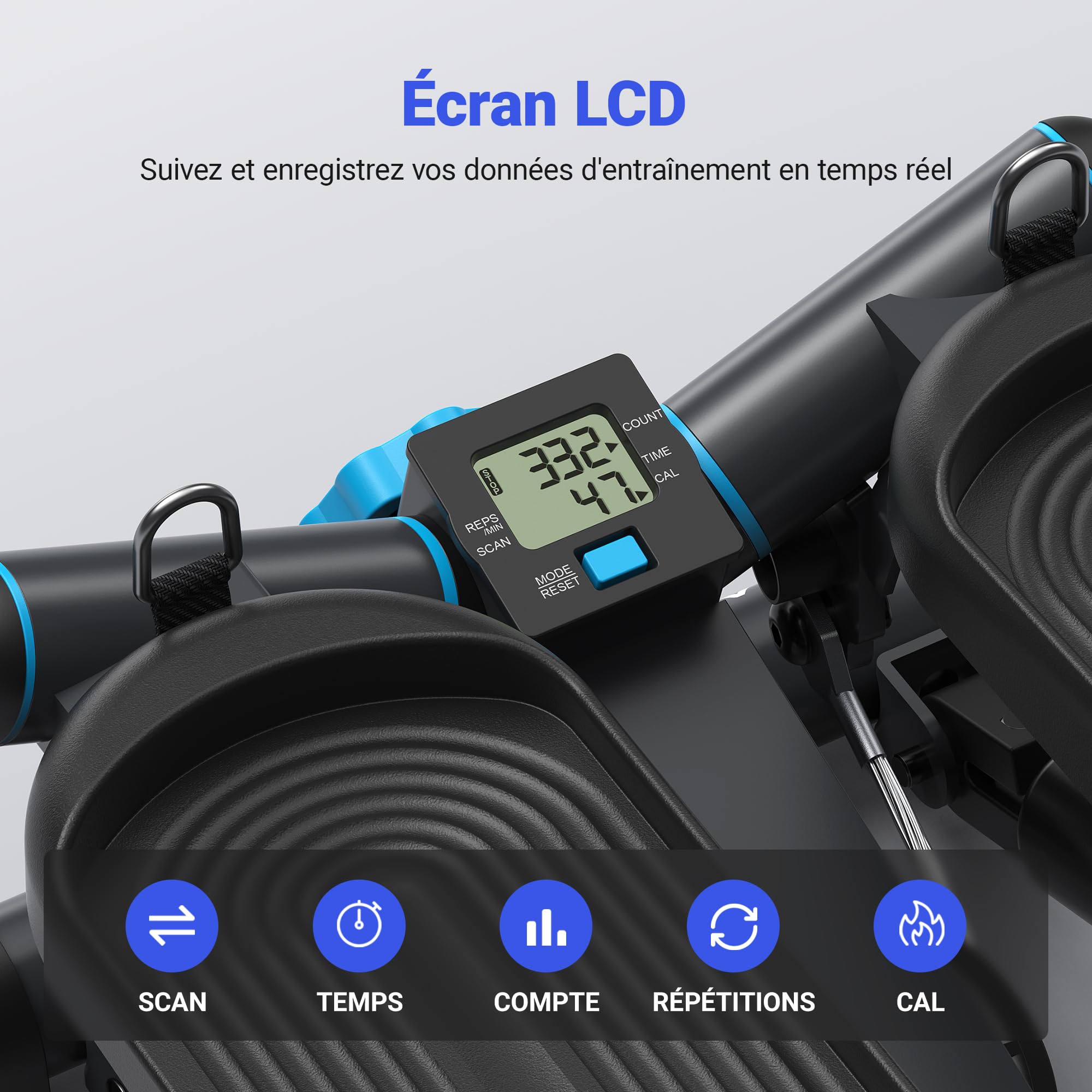 MERACH Stepper 2 en 1 pour la Maison, Silencieux 150 kg avec Écran LCD, Fitness avec Cordes de Puissance