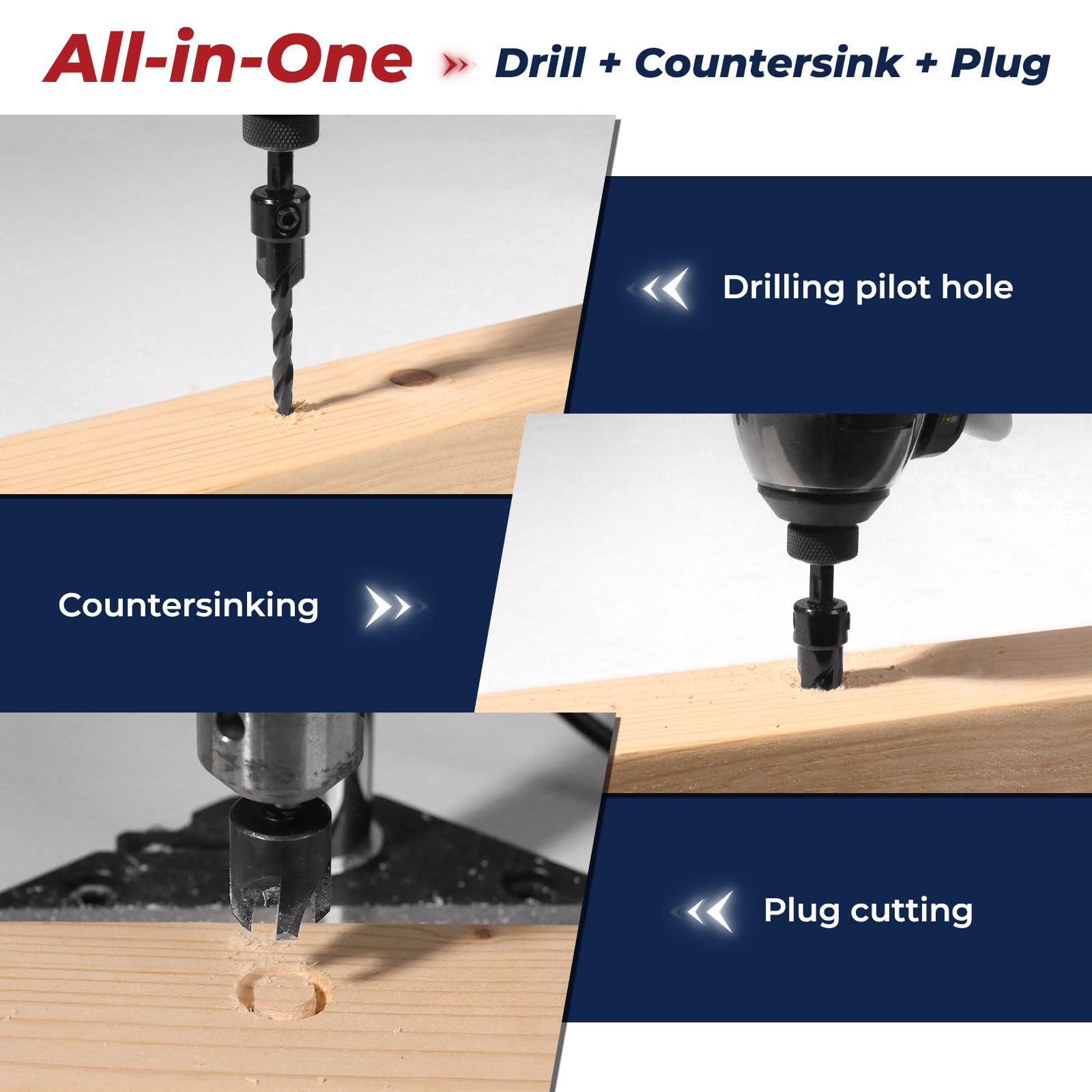 ColumPRO 15PCS HSS Countersink Drill Bit Set, Woodworking Tapered Drill Bits - Image 3