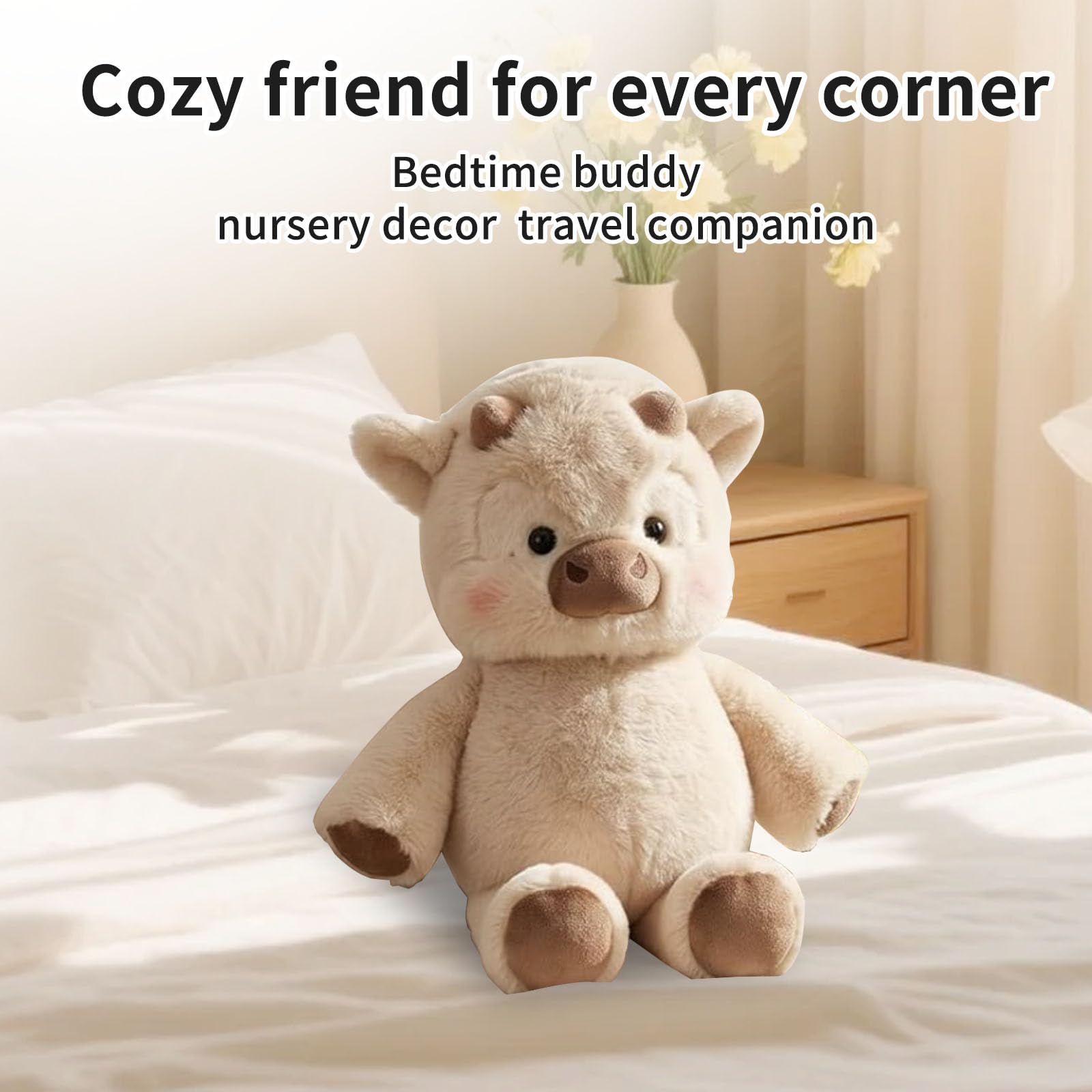 Peluche Mucca Che Corre, 45 cm Highlandes Cow Plushs, Mucca Giocattolo di Peluche Morbido, Plushie di Compleanno regalo per Adulti, Decorazioni e giocattoli Plushs da Colleziones (A)