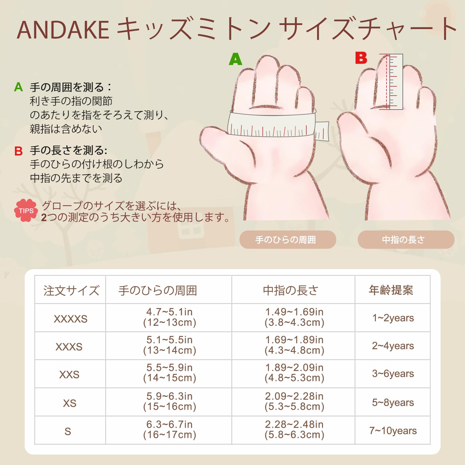 Andake Guantes de Esquí para Niños Impermeable Mitones de Invierno (S(2-4 Year Old), Negro)