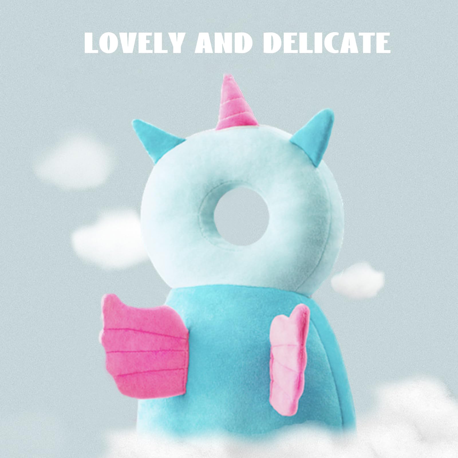 BORDSTRACT Cartoon Baby Head Protector Backpack, Soft, Breathable, and Adjustable, for 0-3 Years Old(Angel Plush)