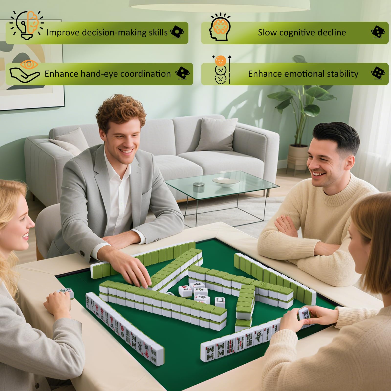 Mahjong grande Set cinese 146 pezzi 3x2,25 cm custodia da viaggio
