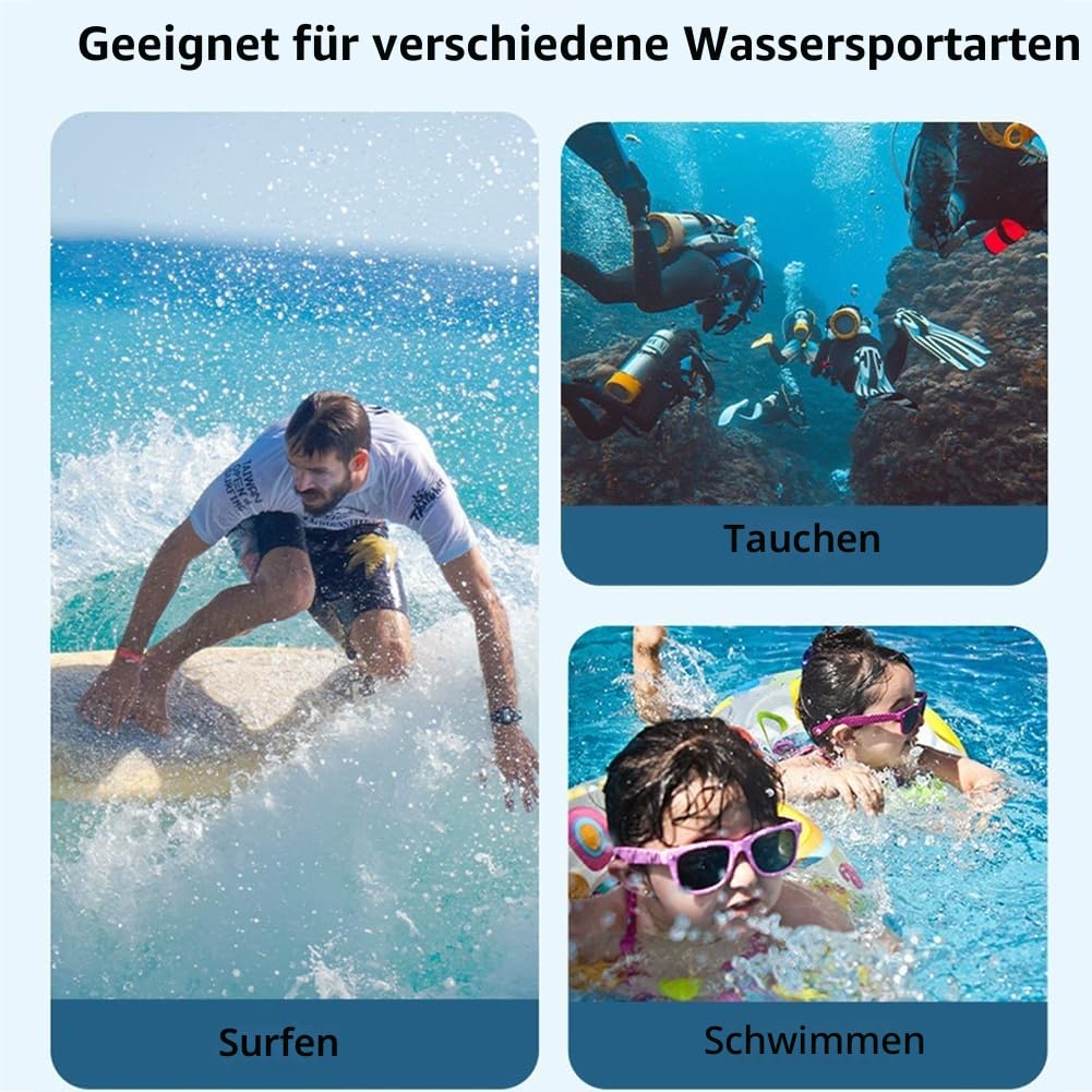 Osmo Action Tauch-Zubehör Set, Wasserdichtes Gehäuse für DJI Osmo Action 5 Pro/Action 4 /Action 3 +Schwimmfähiger Griff + Schnellmontage Klammer + 6 Anti-Fog-Einsätze