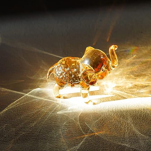 Miniatura 5 de H&D HYALINE & DORA Figura de elefante de cristal hecha a mano con tronco hacia arriba, estatua de animales de cristal brillante, regalo