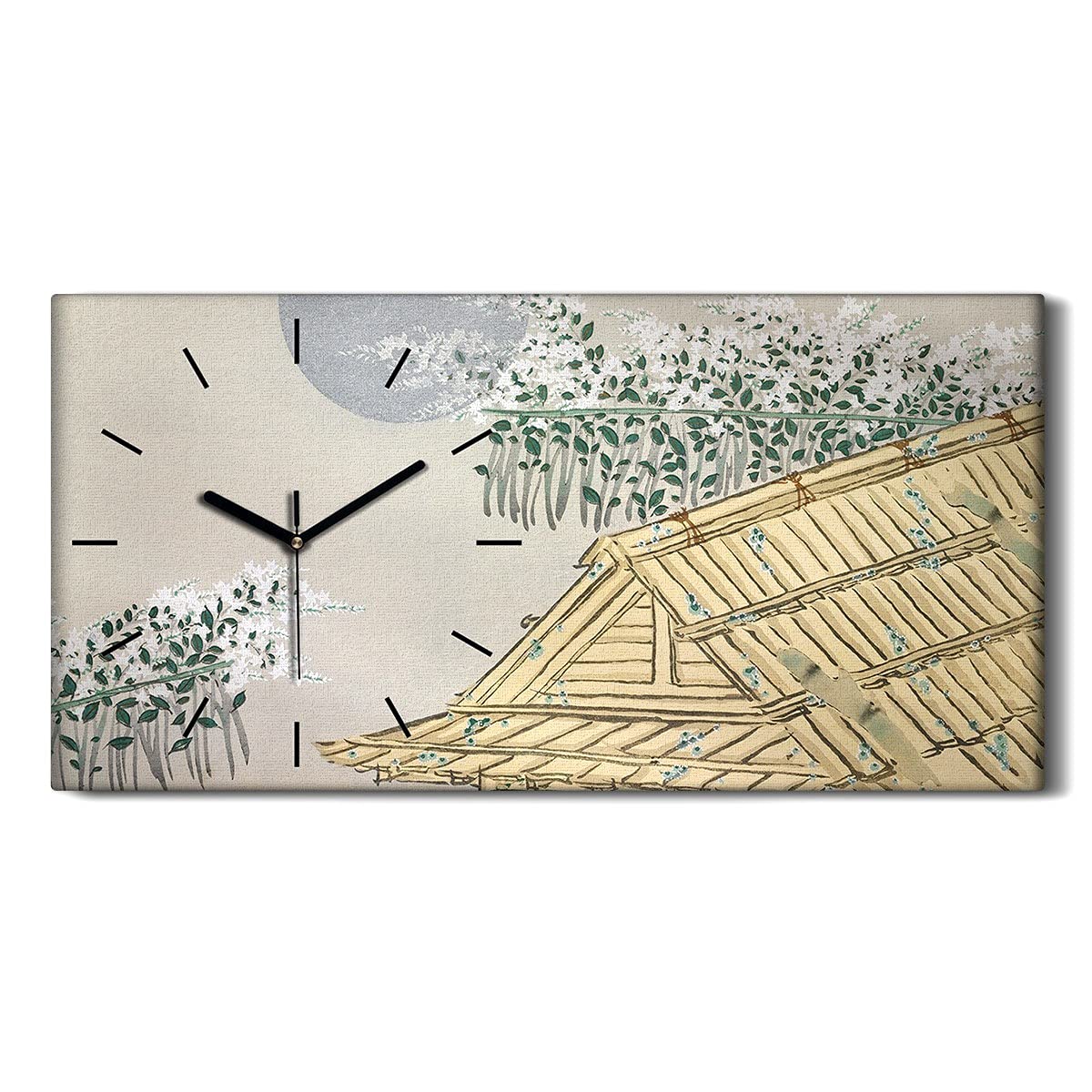 Horloge sur Toile Fleurs Asiatiques 60x30cm Image Art Moderne