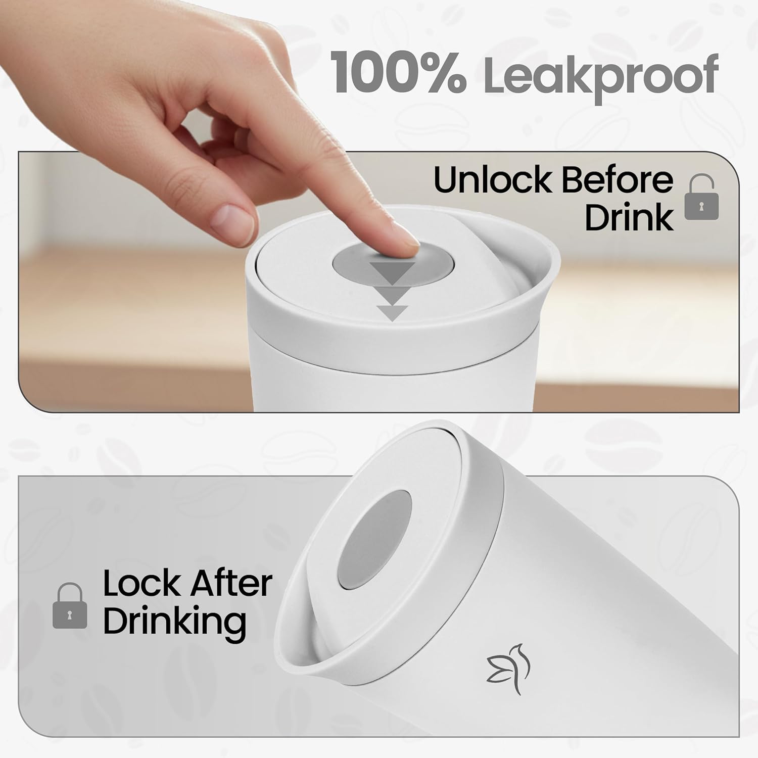 Travel Coffee Mug Tumbler, Reusable Iced Coffee Hot Coffee Cup, Double Wall Insulated Thermal Stainless Steel, Hot and Cold Tumbler for Coffee Lovers, Gift for Women Men, 12 oz, White smoke - Image 3