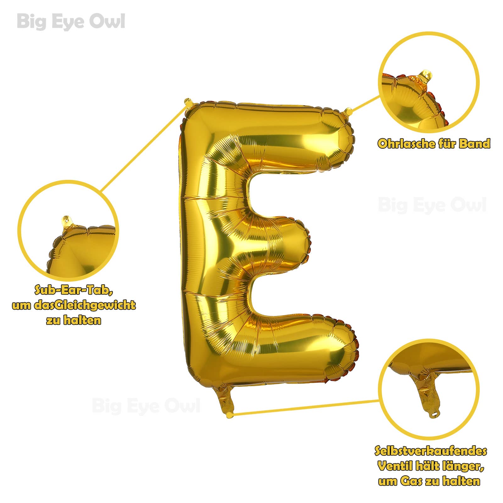 Palloncino Lettera D Oro XXL 100 Cm - Per Compleanni, Matrimoni, Feste, Decorazione