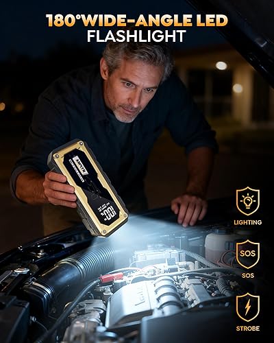 Miniatura 9 de Arrancador de coche con cargador rápido de 65 W, batería de 24000 mAh, batería de coche de 12 V, portátil, pantalla LED, impulsor de motor diesel de
