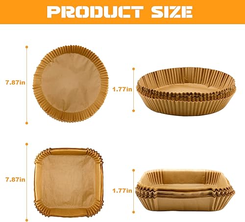 Miniatura 2 de 200 piezas de forros para freidora de aire, papel desechable, placa absorbente de aceite, antiadherente a prueba de grasa, alfombrilla redonda para