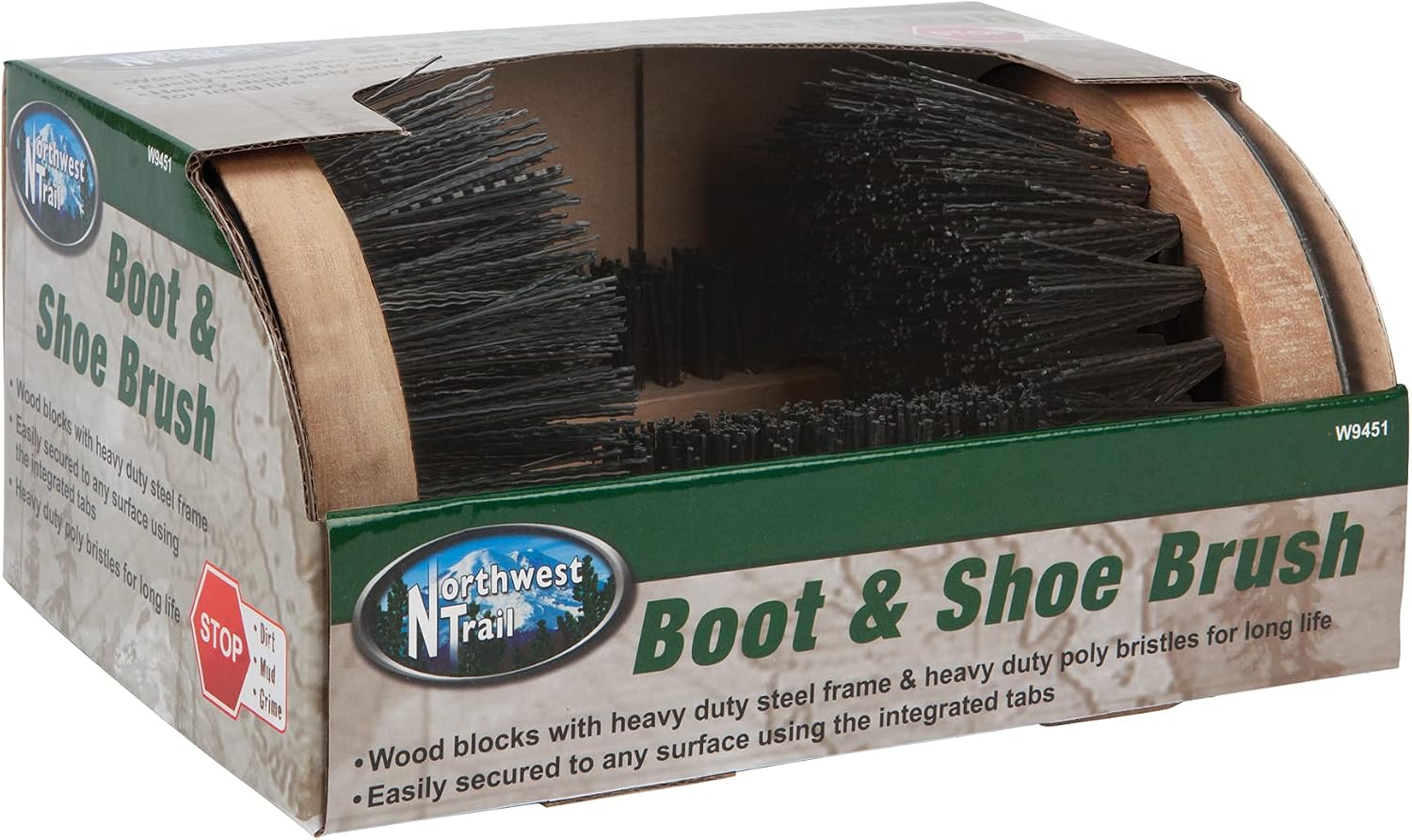 Performance Tool W9451 Boot Brush Cleaner Floor Mount With Hardware Indoor / Outdoor 4.7 x 9.5 x 6.5 inches