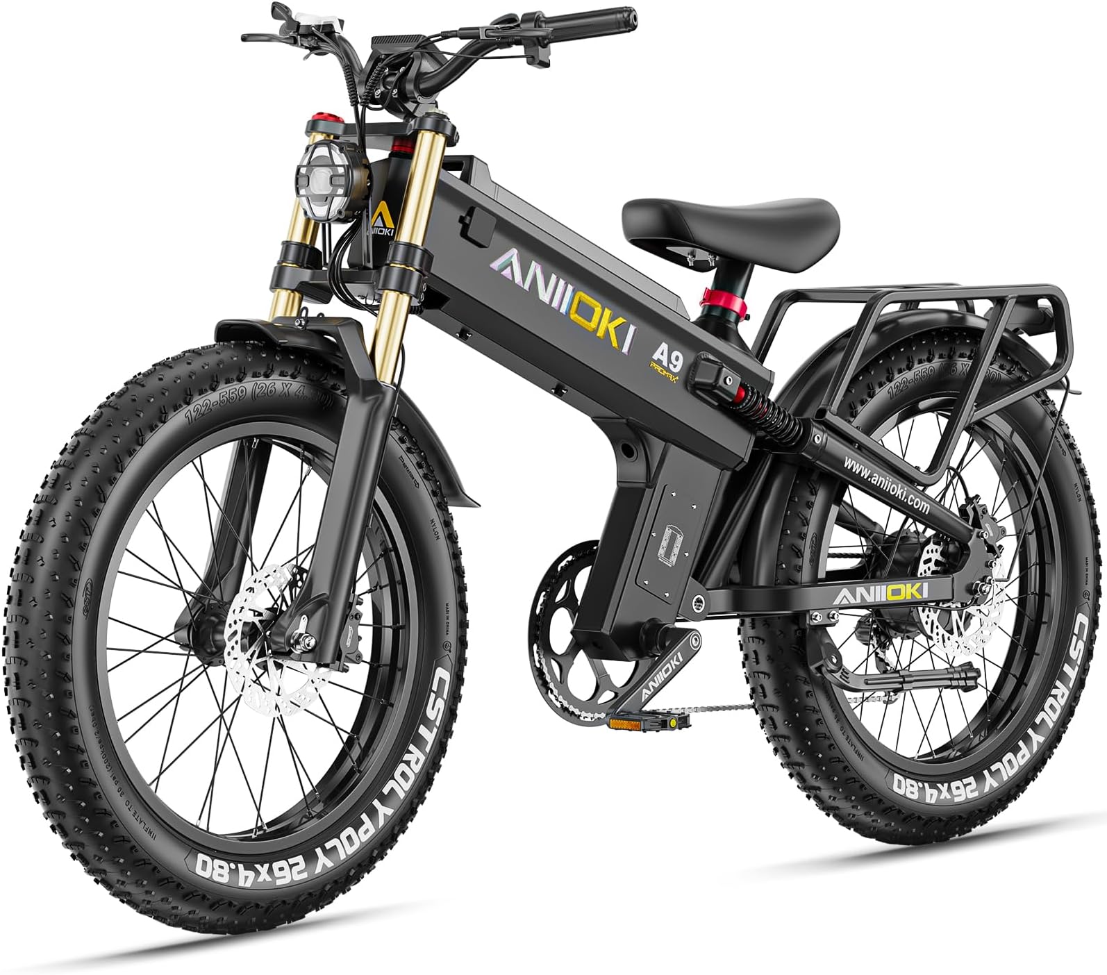 ANIIOKIA9 Pro Max Single/Dual Motor Ebike,Electric Bike with 52V 60ah Battery,33-45 Mph Top Speed,2000/4800W Peak Power,26 * 4.8" Fat Tire Dirt Bike, 200 Miles Commuting Bike