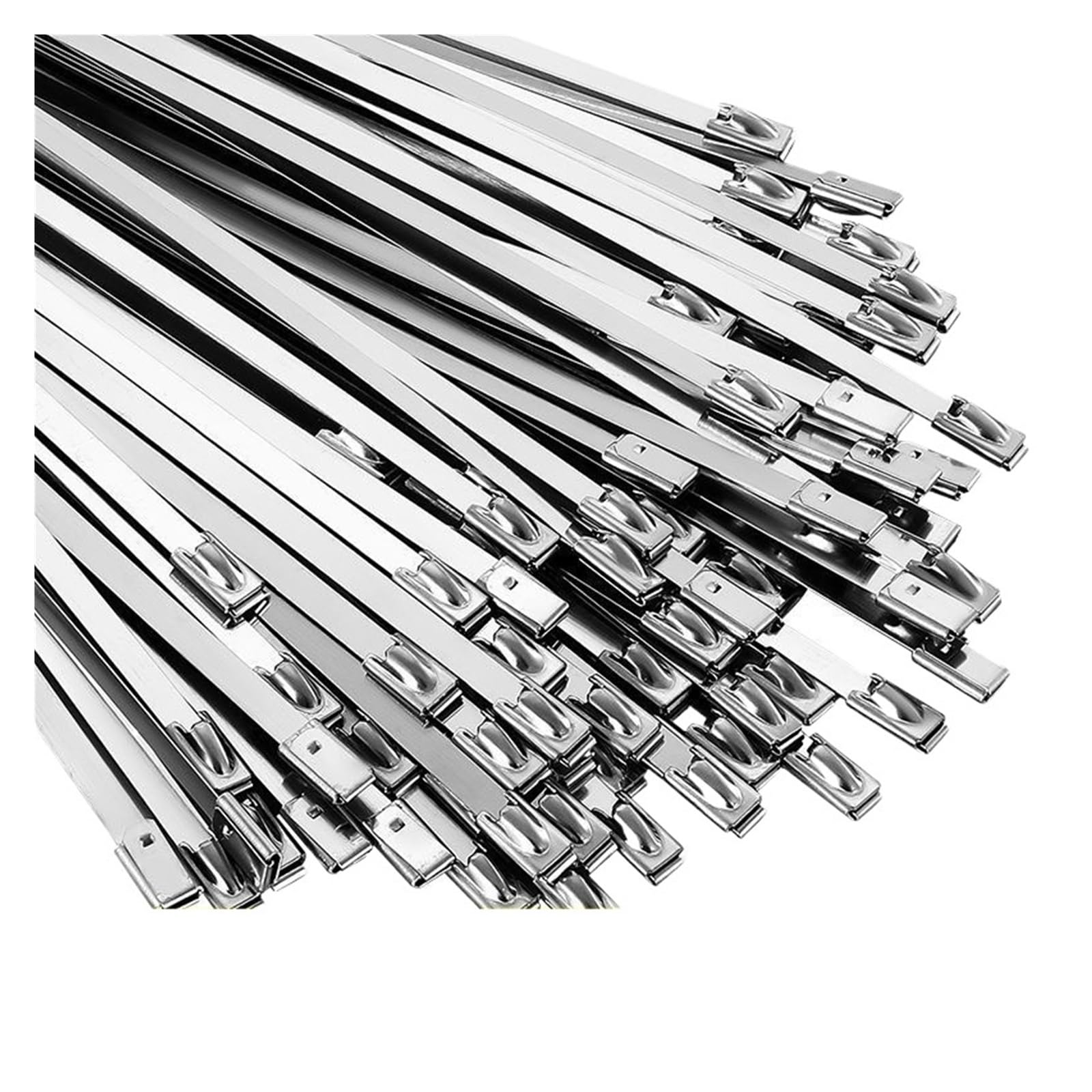 Efrjuwi Silver- 4.6X200mm Stainless Steel Black Silver Cable Ties Metal Coated Self-Locking Cables Tie Heavy Duty Fastener Organizer Zip-Exhaust Wraps(,20Pcs)