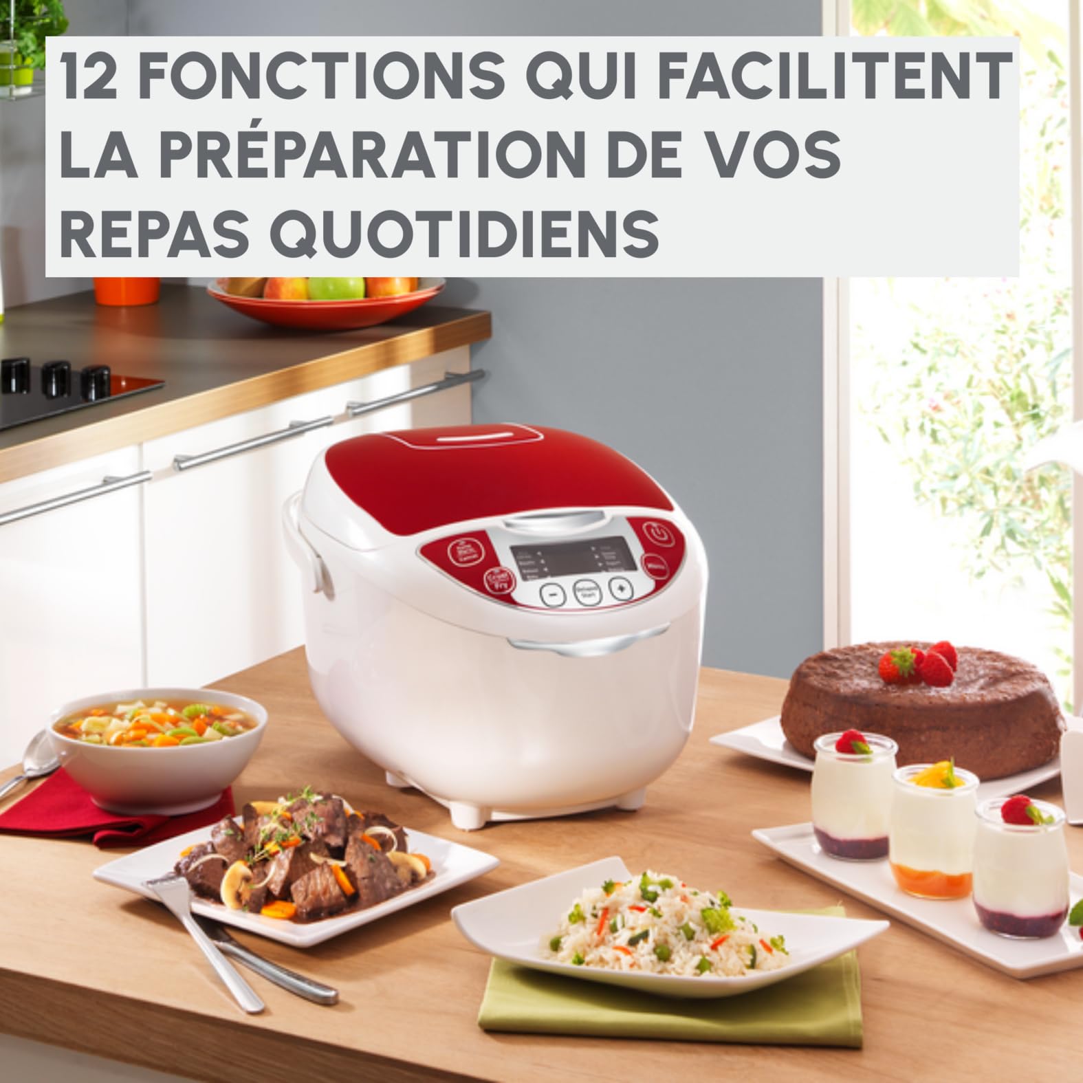 Moulinex Multicuiseur 5 L 750 W 12 programmes Cuisson vapeur Cuve antiadhésive amovible