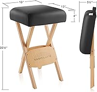 Vista 3 de Saloniture Taburete de masaje plegable de madera con estuche de transporte, negro