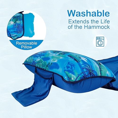 Miniatura 2 de Lake Floats - Hamaca de piscina de agua, hamaca extragrande para adultos, tumbona inflable, malla de tela flotante resistente hasta 300 libras,