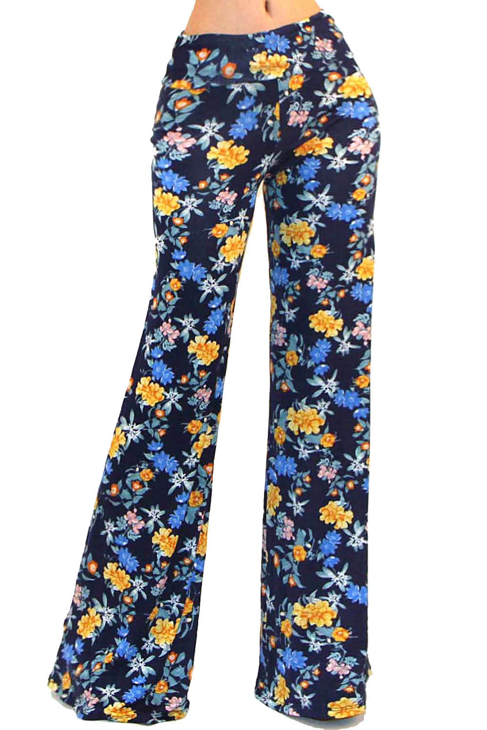 Vivicastle Womens USA Fold Over High Waist Wide Leg Long Palazzo Pants