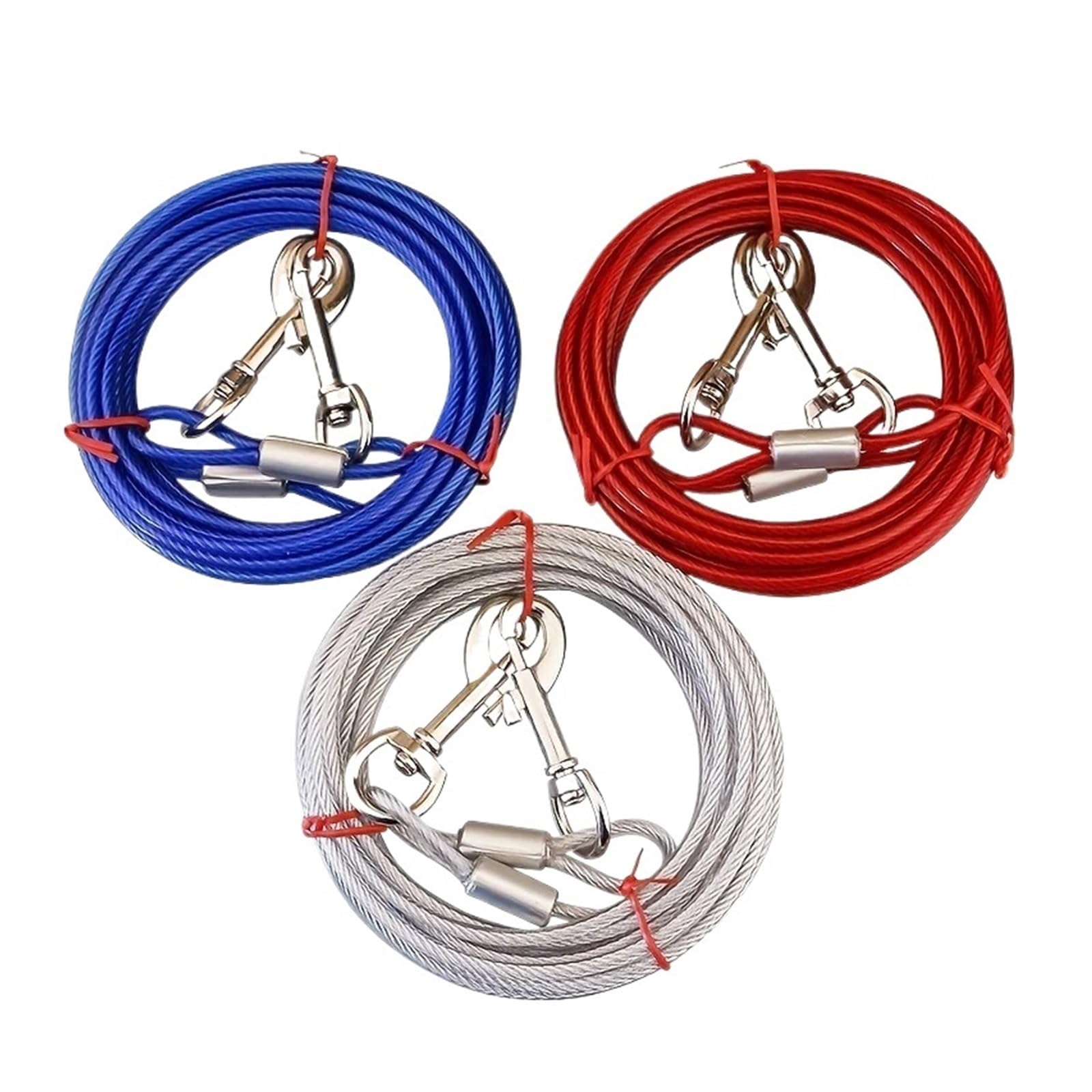 Dog Leash, Corde en Acier de 5 mm x 3 m for Laisse de Chien, résistante et à Double extrémité, avec Crochets métalliques. Accessoires for Animaux de Compagnie.(White Smart APP,10m)