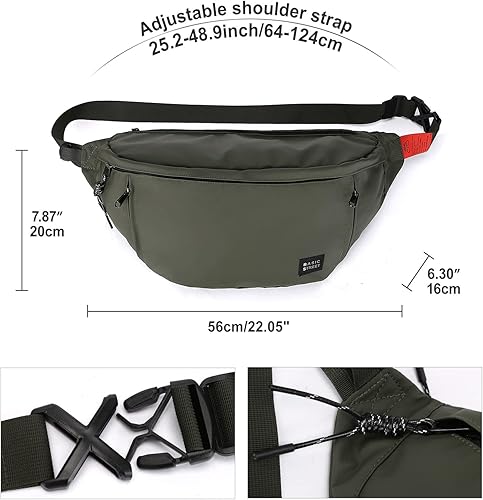 Miniatura 4 de Riñonera grande de talla grande para hombres y mujeres, impermeable, con correa ajustable para viajes, deportes, senderismo, correr, riñonera