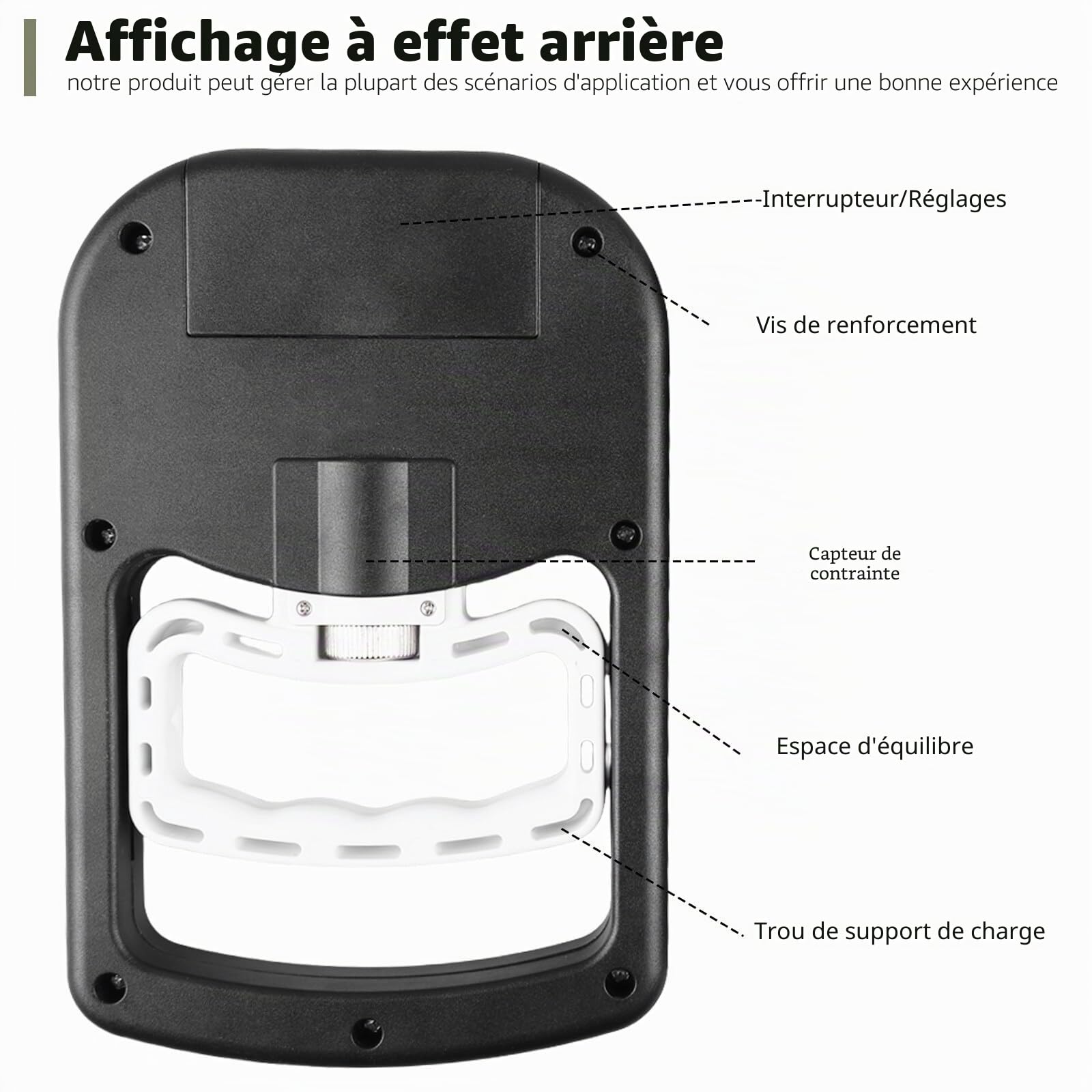 Dynamomètre numérique 180 kg appareil de mesure électronique écran LED entraînement USB intelligent et sensible (noir)